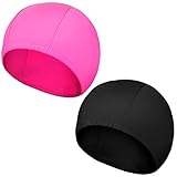 Badekappe für Lang Haar 2 Stück Unisex Badekappe wasserdichte Schwimmkappe Badekappe für Lang und Kurz Haar Badekappe für Jungen und Mädchen (Schwarz, Rosa, Einfarbiges Muster)