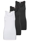 VERO MODA 10229554 VMMAXI My Soft Long Tank TOP GA 3P, 175683004BRIGHT White/Dark Grey Mel & D, L