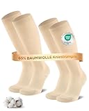 Niofind Kompressionsstrümpfe Damen & Herren – 2 Paar Kniestrümpfe & Stützstrümpfe aus 65% Baumwolle – Reisestrümpfe für Sport, Arbeit, Flüge & Schwangerschaft