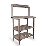 UNUS Pflanztisch grau mit 2 Böden und verzinkter Arbeitsfläche 78x36x131 cm