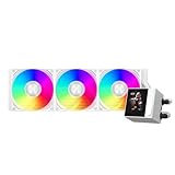 CPU-Kühler Flüssigkeitskühler, 360-mm-AIO-Flüssigkeitskühlung, Hochleistungs-Pumpe, 2,4' IPS-Display, CPS ARGB-Wasserkühlung mit leisen F5 R120-mm-Lüftern (DC360 Pro ARGB-Display WH)