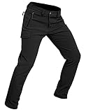 Wespornow Herren Wanderhose Wasserdicht Softshellhose Outdoorhose Thermohose Winddichte Skihose Warm Gefüttert Trekkinghose Schneehose für Skifahren, Hundesport (Schwarz, L)