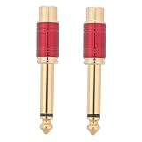 SHINEOFI 2 Stücke Mono Audio Adapter Vergoldet Rot Buchse Klinke Stecker Professioneller Gitarren und Dj Stabile Klangübertragung Einfache Verbindung