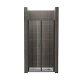 Duschtür STELLA 88x190 cm Nischentür Verstellbereich von 88-91 cm, Höhe: 190 cm, Dusche aus 6 mm Klarglas ESG Sicherheitsglas mit Nano und schwarze Aluminiumprofile - Alle Größen BC