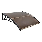 COSTWAY Vordach für Haustür 122 x 99 cm, Überdachung aus Aluminium und Polycarbonat, Transparentes Pultbogenvordach, Haustürvordach, Pultvordach, Haustürdach, Türvordach für Eingangsbereich