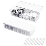 FRETONBA Kabel Aufbewahrungsbox 2 Stück, Transparent Kabel Organizer Box mit 7 Fächer und 14 Kabelbindern für die Aufbewahrung auf dem Schreibtisch, Büro