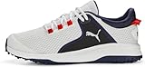 PUMA Herren Fusion Grip Golfschuh, White Silver Navy, 45 EU