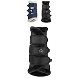 Marengos - Dressurgamaschen 1680D Comfort Light – Pferdegamaschen mit weichem Kunstfell, Klettverschlüssen & atmungsaktivem Mesh – Gamaschen für Pferde in Schwarz – Größe L
