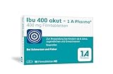 Ibu 400 akut – 1 A Pharma® | 50 Stk | Bei Schmerzen und Fieber | Mit Ibuprofen | Gut verträglich | Für Ihre Hausapotheke