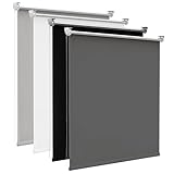 Verdunklungsrollo Klemmfix ohne Bohren B115 x H170 cm Dunkelgrau 100% lichtundurchlässig Rollo Seitenzugrollo Klemmrollo für Innen Fenster & Tür, Sichtschutz