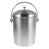 DECOMELODY Kompostbehälter aus Edelstahl 5 Liter mit Deckel und Kohlefilter Küchenabfalleimer für Bioabfälle Geruchsneutraler Küchenkomposteimer für Arbeitsplatte Kompakter Biomüllbehälter