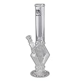 BREIT Ice Bong aus Glas mit Eiswürfelhalter und Kickloch - 34 cm