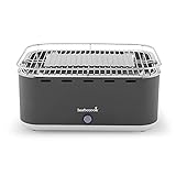 Barbecook Rauchfreier Holzkohlegrill Tischgrill mit Tragetasche geeignet für Balkon als Outdoor Camping-Grill mit eingebauten Gebläse, spülmaschinen-fest, Grau