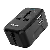 VOOMY Reiseadapter Weltweit, Universal Reiseadapter für 150+ Länder, Reisestecker Adapter Weltweit Europa USA Mexiko Australien, Universal All in one Travel Plug Adapter mit 2 USB und AC Steckdose