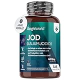 Jod Tabletten - 400µg Jod pro Tablette - Für Schilddrüse, Nervenfunktion, Stoffwechsel, Haut (EFSA) - 1 Jahresvorrat - Iodine - 365 Kaliumjodid Tabletten - Thyroid Hormone Balance - WeightWorld