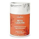Beta Carotin aus Alge 50.000 IE Vitamin A pro Kapsel | 120 Kapseln | Hochdosiert | aus Dunaliella-salina-Alge und Karotten-Extrakt | gute Bioverfügbarkeit und Verträglichkeit | Vegan