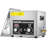 CREWORKS Ultraschallreinigungsgerät Edelstahl 10L Ultraschallreiniger mit Heizung Timer Degas- und Sanftmodus für Zahnprothesen Schmuck Brillen Uhren Gläser Ultraschall-Reinigungsgerät mit Knöpfen