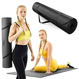 TREX SPORT Gymnastikmatte extra dick und weich | Fitnessmatte 190x80x1cm mit Tragegurt | Yogamatte rutschfest (Black Night)