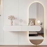 LED-beleuchteter Schminktisch mit 2 Schubladen, Wandmontage, Schminktisch mit Ganzkörperspiegel für Schlafzimmer und Badezimmer, stilvolles 95 cm Design für ultimative Schönheit