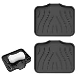 Huoflame Seifenschale mit Ablauf 2 Stück - rutschfeste Silikon Seifenablage Schwarz für Badezimmer & Küche - Flexibel & Hygienisch Soap Holder ohne Bohren, Pflegeleichtes Design