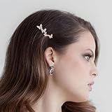 Aneneiceera Kristall Schmetterling Haarspange Gold Haarspange Ein Wort Clip Strass Haarnadel Kopfschmuck Dekorative Haarnadeln Kopfbedeckung Braut Haarschmuck für Frauen und Mädchen (Gold)