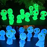 KARLOR 20 Stück Alien Figuren Gartendeko Leuchtende Außerirdische Figuren Tischdeko Kinderzimmer Dekoration Glow Elfen Ornament Waldgeister Lustig Alien Skulptur Aquariumdeko Glow in Dark blau/grün