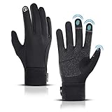 LERWAY Winter Warme Handschuhe Touchscreen Winterhandschuhe Herren Damen Fahrradhandschuhe Sport Winddichte Handschuhe MTB Handschuhe Schwarz zum Radfahren Laufen Fahren Joggen Skifahren (Schwarz-L)