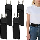 4 Stück Unsichtbarer Elastischer Gürtel Ohne Schnalle für Herren Damen, Verstellbarer Taktischer Metallhaken Gürtel mit Klettverschluss, Schnallenloser Gürtel für Beruf Freizeit Business (Schwarz)