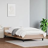 ULUYYUC Bettgestell, Gartenbett Bettgestell Schlafbett Doppelbett/Einzelbett Geeignet für Wohnzimmer Arbeitszimmer Wohnbereich Zimmer Mieten mit Kopfteil Cappuccino-Braun 90x190 cm Kunstleder