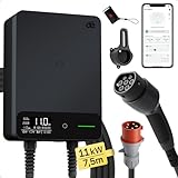 dé Wallbox Typ 2 11kW mit APP & RFID – 3-phasiges EV-Ladegerät 400 V, 6–16 A, 7,5 m Kabel mit Kabelhalter – RCD Typ B & IP54, effiziente Ladestation für Zuhause, schwarz