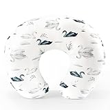 GRSSDER Stillkissenbezug dehnbar, Minky, abnehmbare Stillbezüge für Stillkissen, ultraweich, bequem, Schonbezug für Baby, hübscher Schwan/Aquarell-Löwenzahn-Muster