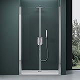 Mai & Mai Duschtür Nischentür dusche Duschabtrennung Duschkabine Schwingtür 180° Doppeltür 6mm ESG Nano-Beschichtung Klarglas mit Hebe- und Senkmechanismus 140x195cm Teramo24VS