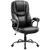 Yaheetech Bürostuhl Chefsessel Ergonomischer Drehstuhl Hoher Rücken Computerstuhl bequem Schreibtischstuhl Höhenverstellbar Office Stuhl Kunstleder Hochdichter Schaumstoff Wippfunktion Schwarz