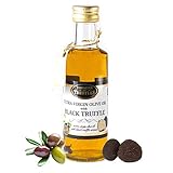 Trüffelöl Sommertrüffel Schwarztrüffel Black truffle olive oil Extra Virgin Echte Trüffelstücke, Gourmet Food Seasoning Marinade, Ideal zum Kochen, Servieren, Salaten, Risotto, Pasta, Pizza (100ml)