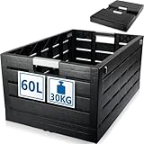 Premium Klappbox 60L in Holzdekor 60x40x28cm Transportbox bis 30kg faltbar klappbar stapelbar Aufbewahrungsbox