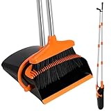 Mkitnvy Besen und Kehrschaufel Set, Aufrecht Besen und Schaufel mit Ausziehbarem Stiel, Besen Kehrschaufel mit 115cm Langem Stiel, Broom and Dustpan Set für Haushaltsreinigung Büro