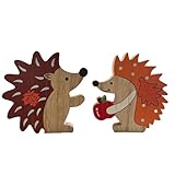 Herbstdeko 2 Stück Igel Deko Herbst Dekoration Innen für Fensterbilder Tisch Wohnzimmer Autumn Fall Decor Geschenk Holz Deko Herbst Thanksgiving Aesthetic Tischdeko