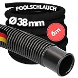 6 Meter Amapool Basics Poolschlauch 38mm, schwarz I Schwimmbadschlauch 38 mm I Schlauch für Poolpumpe I flexibler Pumpenschlauch I Made in Germany I Chlorbeständig I Formstabil I Trittfest