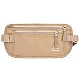 DAITET Geldgürtel für Damen und Herren Die Bauchtasche zum Reisen Flach Mit RFID-Blocker, Undercover Fanny Pack, beige