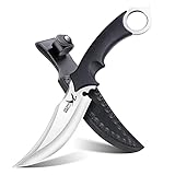 Golden Bird Klauenmesser, Outdoormesser mit PU-Lederscheide, Bushcraft-Überlebensmesser, Gürtelmesser für Camping, Griff mit Ring, 440C-Edelstahl, 13 cm lange Klinge