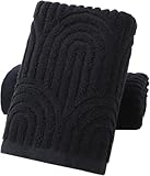 Aoipend Handtücher 2er Set Streifenmuster 100% Baumwolle Saugfähig Weich Deko Handtuch für Badezimmer (2 Schwarz)
