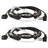 Retevis Funkgerät Kehlkopfmikrofon Headset 2-pin Kopfhörer Ohrhörer Kompatibel mit Walkie Talkie RT24 RT27 RT22 RT21 RT28 RT81 RT1 RT15 Baofeng BF-88E UV-5R BF-888S Kenwood (2 STK.)