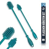 JAWAonline Spülbürsten Set 32cm und 24cm - Flaschenbürste Silikon schonend und kratzfrei - Flexible Flaschenreiniger Bürste - Premium Bottle Brush - Reinigungsbürste für kleine und große Flaschen