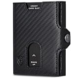 VON HEESEN Slim Wallet mit Münzfach & RFID Schutz - Geldbörse Herren & Damen - Kartenetui Kreditkartenetui - Mini Portmonee Geldbeutel Portemonnaie klein Carbon-Schwarz