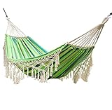 MCLIUJIA Outdoor Hängematte Schaukel-Hängematte, Verdicktes Segeltuch Mit Holzspreizstange Und Fransen, Deluxe-Boho-Stil, Indoor-Veranda, Wandern, Reisen Camping Hängematte(A)