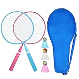 KH Federball Set Badminton Schläger Set of 2 oder 4 für Erwachsene Kinder, Schläger, Federbälle und Tragetasche im Lieferumfang