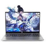 KAIGERR Laptop Computer, 16GB DDR4 512GB SSD, Windows 11 Laptop, 15,6 Zoll IPS 1080P PC, Metallgehäuse, WLAN, BT5.0, USB3.2, Type_C, Lange Akkulaufzeit, 180° Offenwinkel, Silber