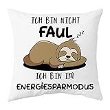 Shoppawhile Faultier Geschenk Faultier Kissenbezug 45×45 cm Lustige Geschenke für Frauen und Männer Weihnachten Geburtstag Witzige Geschenke für Freundin Faultier Kissenbezug