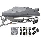 Bootsplane Wasserdicht Bootspersenning Bootsabdeckung 420D Oxford-Stoff Bootspersenning Abdeckung Abdeckplanen Boote Persenning für V-Rumpf, Ruderboot, Angelboot, Grau (11-13ft)