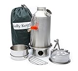 Kelly Kettle & Camp Herd Set: Includes....new Modell Edelstahl 'Base '1.6ltr Wasserkocher® + Grün Pfeife (Ersetzt The Orange Stopper) + Kochset Alle Edelstahl) Camping Kessel und in einem Ultra